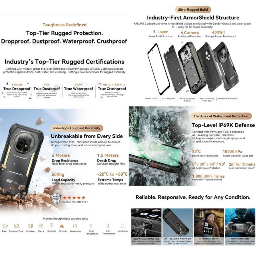 Blackview XPLORE 2, 16GB+1TB, 6.73 inch Android 15 Dimensity 8300 MT6897 Octa Core, Network: 5G, ...
