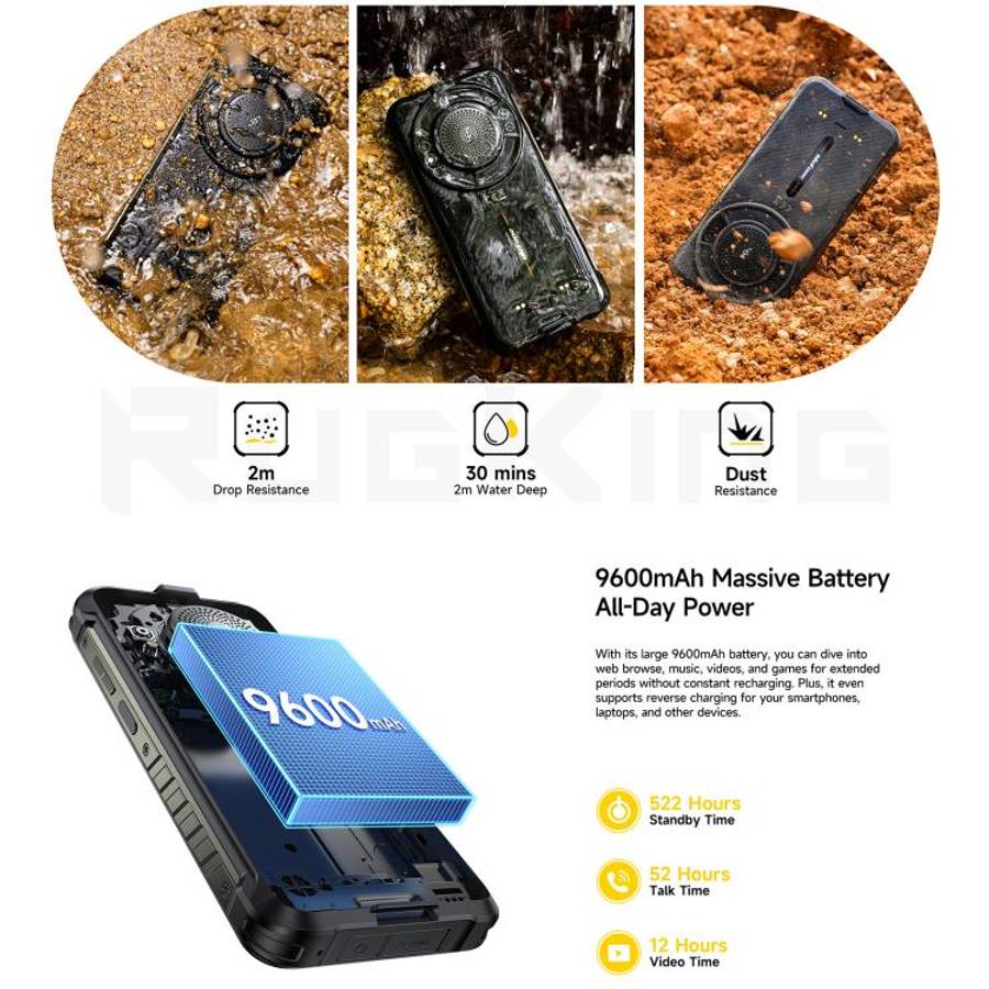 Ulefone RugKing, 8GB+256GB, IP68/IP69K Rugged Phone, 5.99 inch Android 15 Unisoc T7255 Octa Core,...