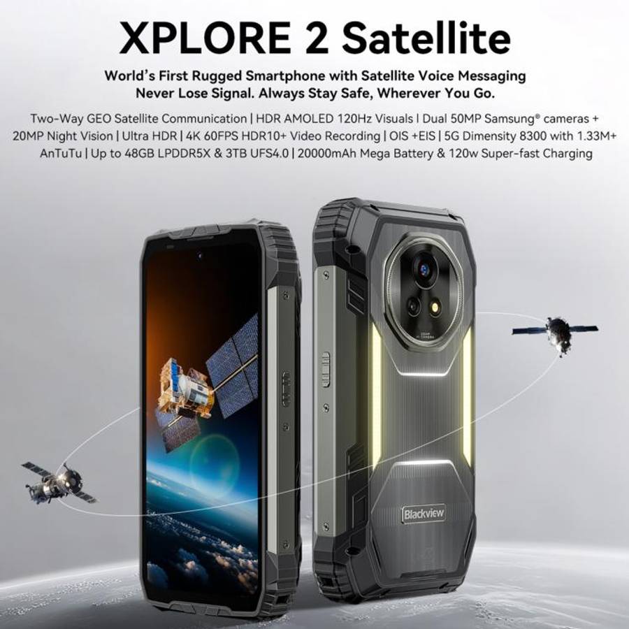 Blackview XPLORE 2 Satellite, 12GB+256GB, 6.73 inch Android 15 Dimensity 8300 MT6897 Octa Core, N...