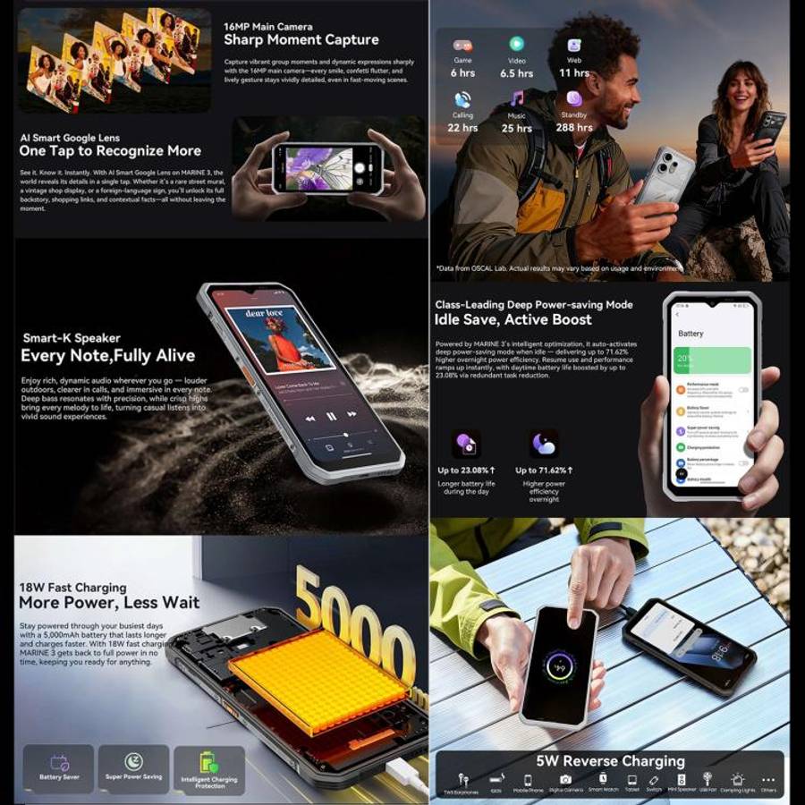 Blackview Oscal Marine 3, 8GB+256GB, 6.56 inch Android 16 MT6769V/CB Helio G81 Octa Core, Network...
