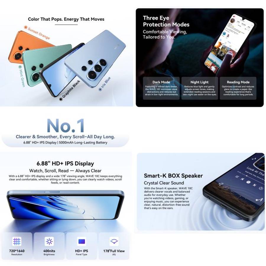 Blackview WAVE 10C, 4GB+32GB, 6.88 inch Android 16 Unisoc UMS312 / T310 Octa Core, Network: 4G, O...