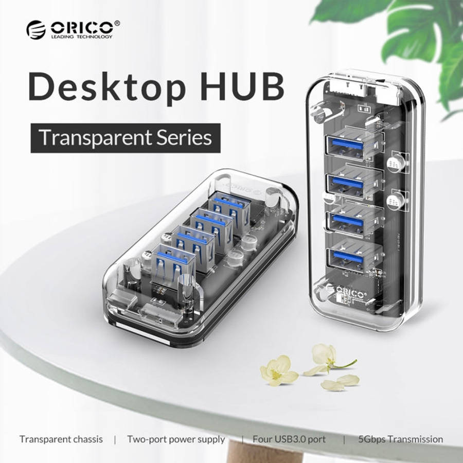 ORICO F4U 4 x USB 3.0 Ports 5Gbps Fast Transmission Desktop HUB with Blue LED Indicator Light, 4 ...