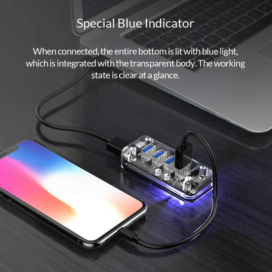 ORICO F4U 4 x USB 3.0 Ports 5Gbps Fast Transmission Desktop HUB with Blue LED Indicator Light, 4 ...
