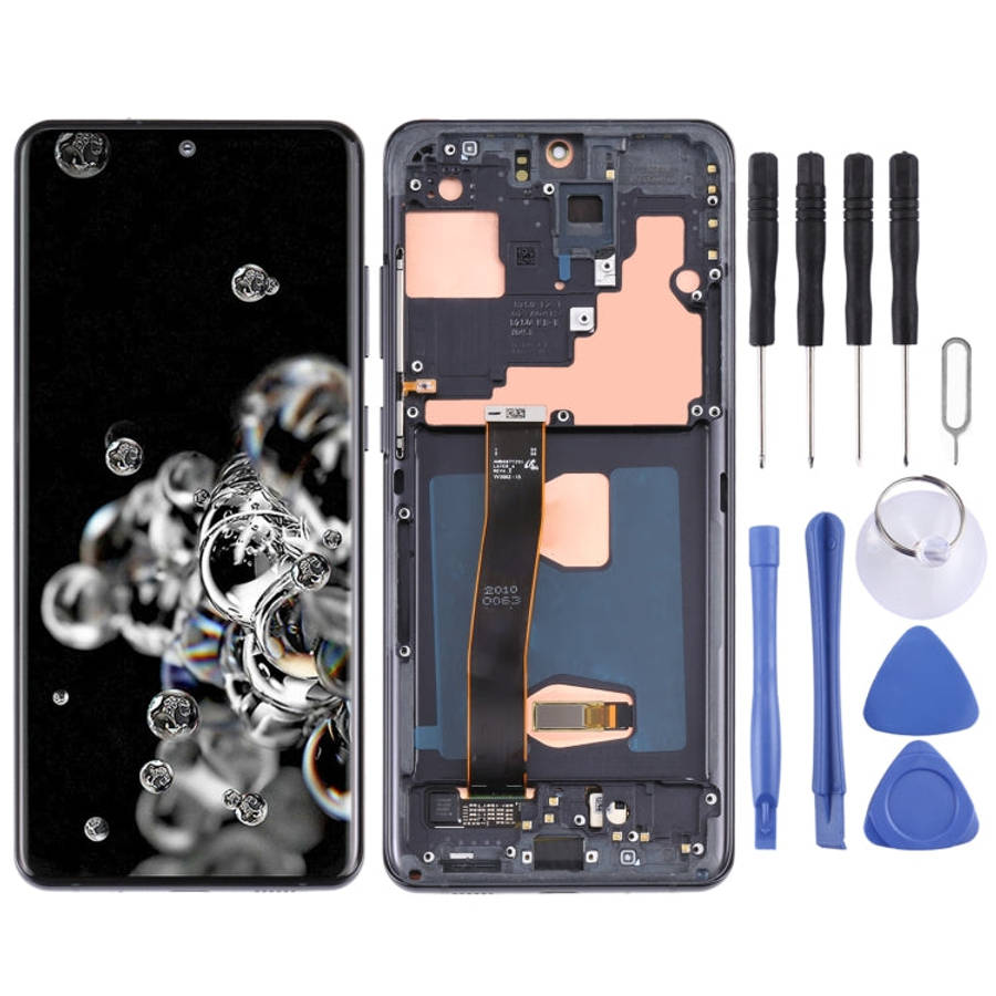 Original LCD Screen and Digitizer Full Assembly with Frame for Samsung Galaxy S20 Ultra 4G/S20 Ul...