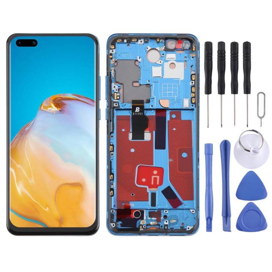 For Huawei P40 Pro TFT LCD Screen Digitizer Full Assembly with Frame, Not Supporting Fingerprint ...