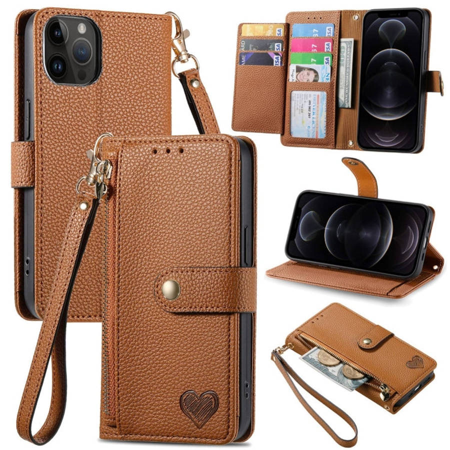 Love Zipper Lanyard Leather Phone Case, For iPhone 14 Pro Max, For iPhone 7 / 8 / SE 2022, For iP...