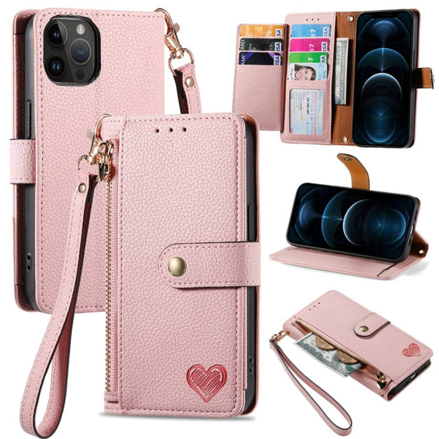 Love Zipper Lanyard Leather Phone Case, For iPhone 14 Pro Max, For iPhone 7 / 8 / SE 2022, For iP...