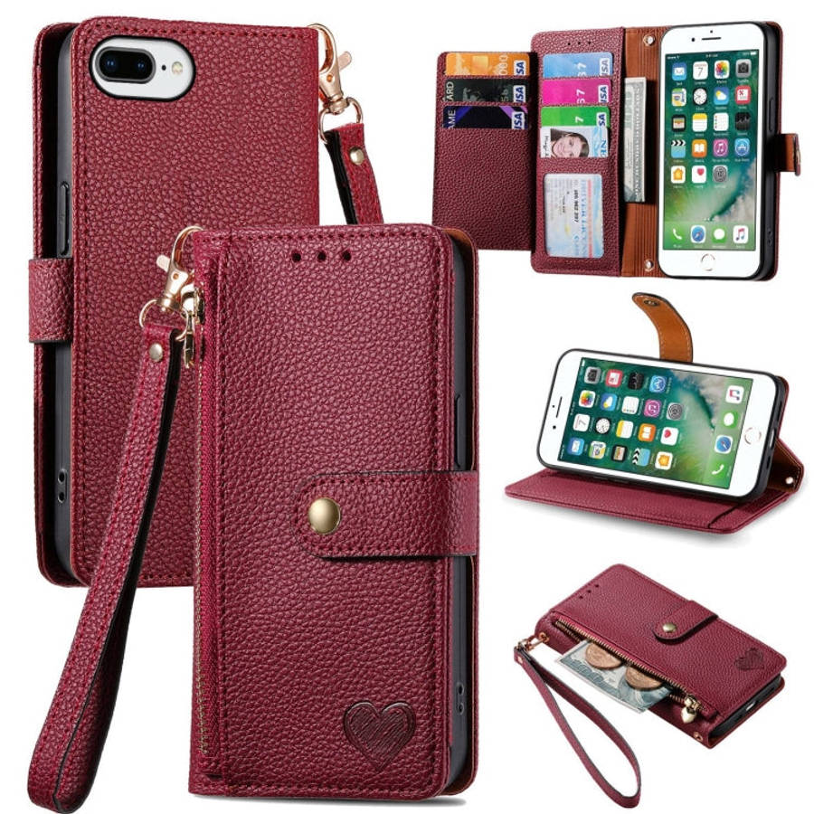 Love Zipper Lanyard Leather Phone Case, For iPhone 11, For iPhone 11 Pro, For iPhone XR, For iPho...