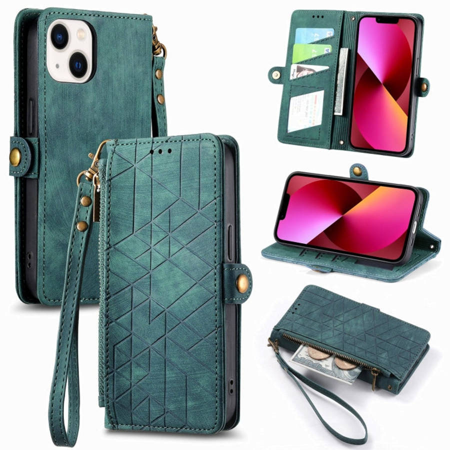 Geometric Zipper Wallet Side Buckle Leather Phone Case, For iPhone 14 Pro Max, For iPhone 7 / 8 /...