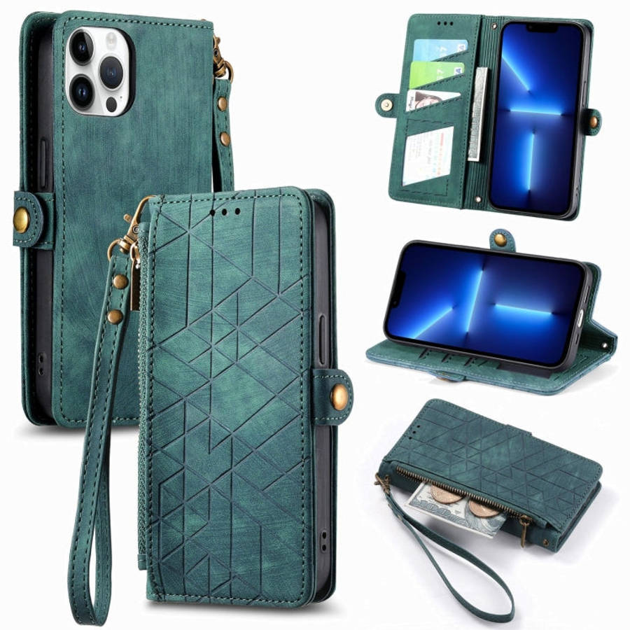 Geometric Zipper Wallet Side Buckle Leather Phone Case, For iPhone 14 Pro Max, For iPhone 7 / 8 /...
