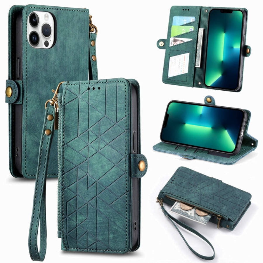 Geometric Zipper Wallet Side Buckle Leather Phone Case, For iPhone 14 Pro Max, For iPhone 7 / 8 /...