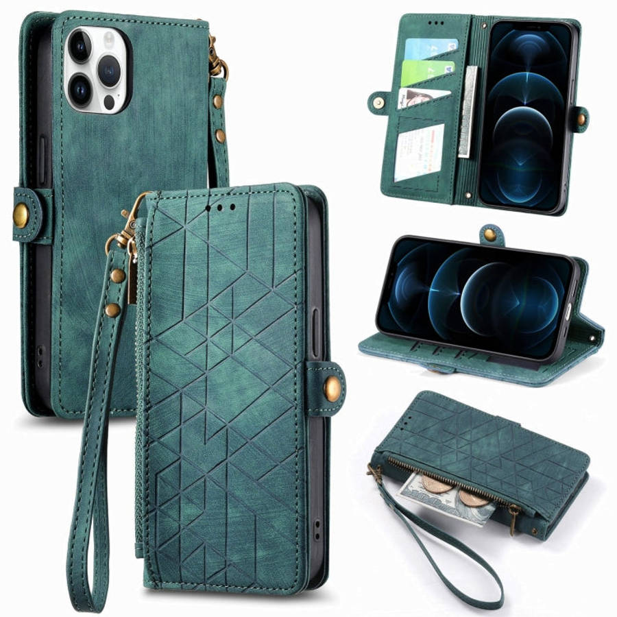 Geometric Zipper Wallet Side Buckle Leather Phone Case, For iPhone 14 Pro Max, For iPhone 7 / 8 /...