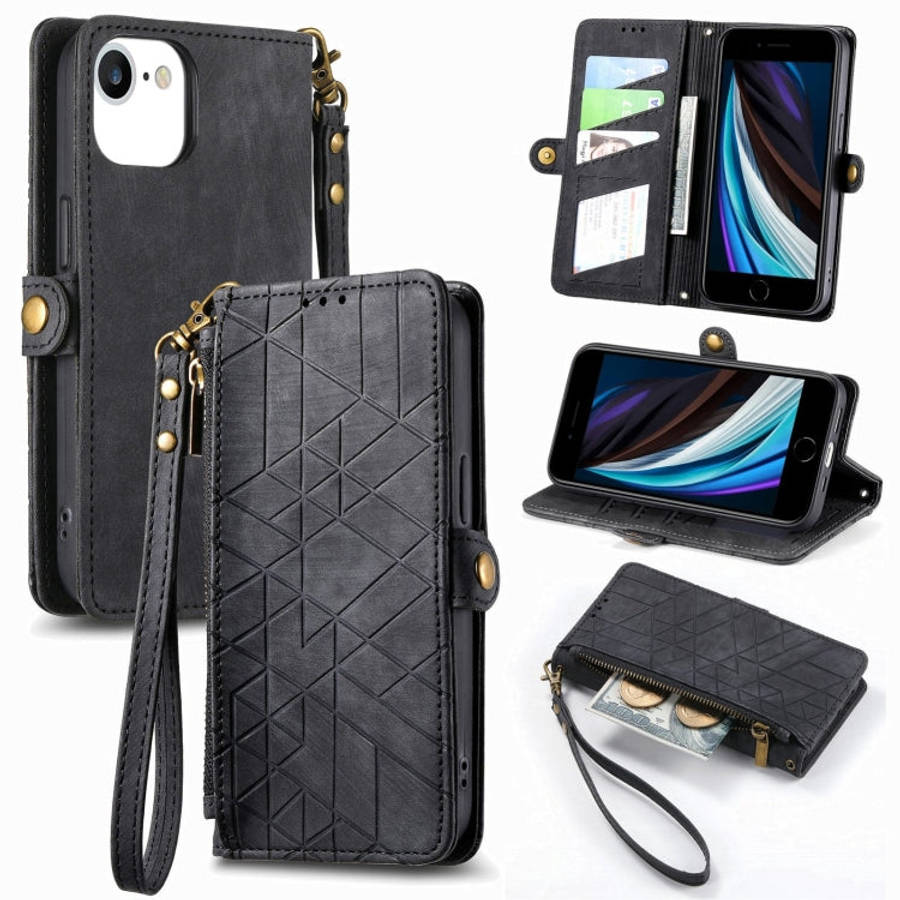 Geometric Zipper Wallet Side Buckle Leather Phone Case, For iPhone 14 Pro Max, For iPhone 7 / 8 /...