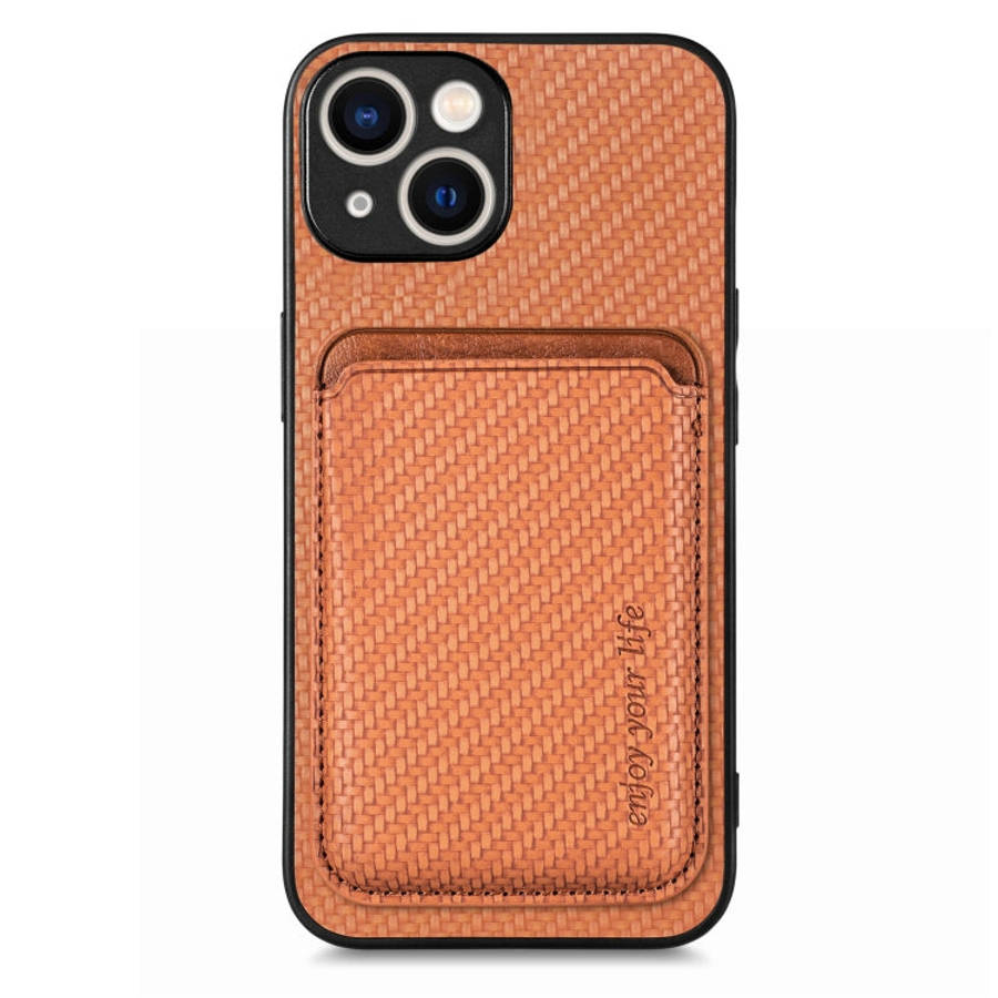 Carbon Fiber Leather Card Magsafe Phone Case, For iPhone 15 Pro Max, For iPhone 15 Pro, For iPhon...
