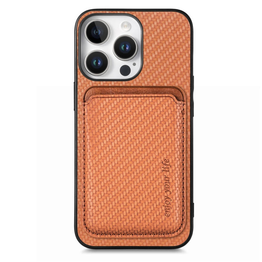 Carbon Fiber Leather Card Magsafe Phone Case, For iPhone 17e / 16e, For iPhone 17 Pro Max, For iP...