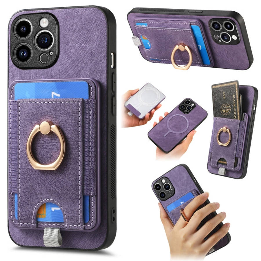 Retro Splitable Magnetic Card Bag Leather Phone Case, For iPhone 15 Pro Max, For iPhone 15 Pro, F...