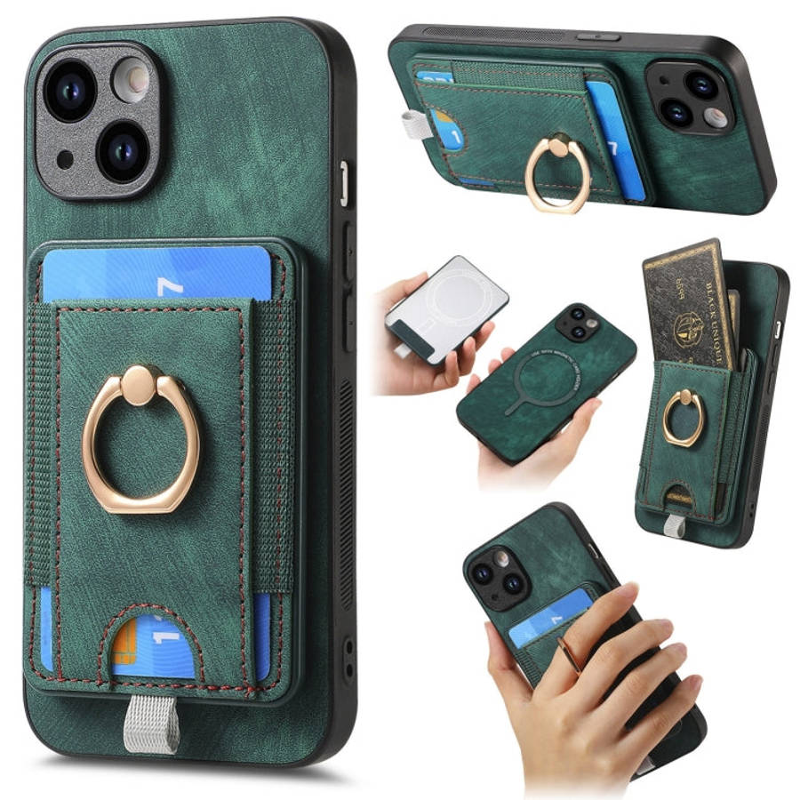 Retro Splitable Magnetic Card Bag Leather Phone Case, For iPhone 15 Pro Max, For iPhone 15 Pro, F...