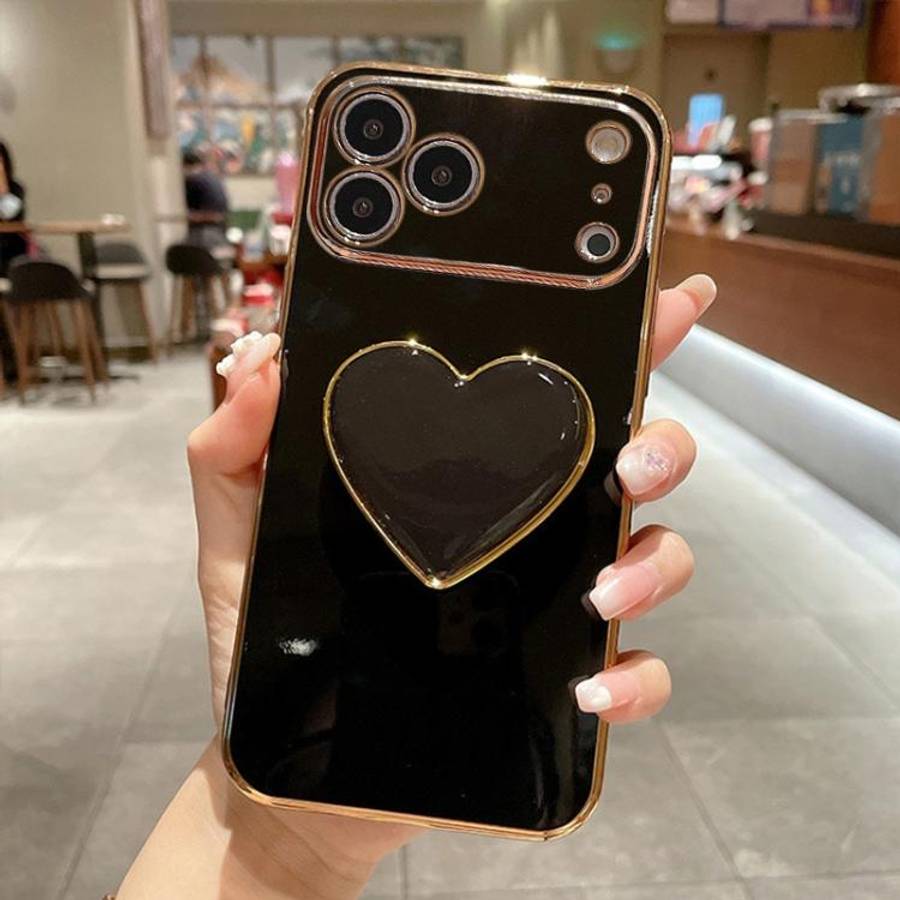 Electroplating Love Heart Holder TPU Phone Case, For iPhone 17e / 16e, For iPhone 17 Pro Max, For...