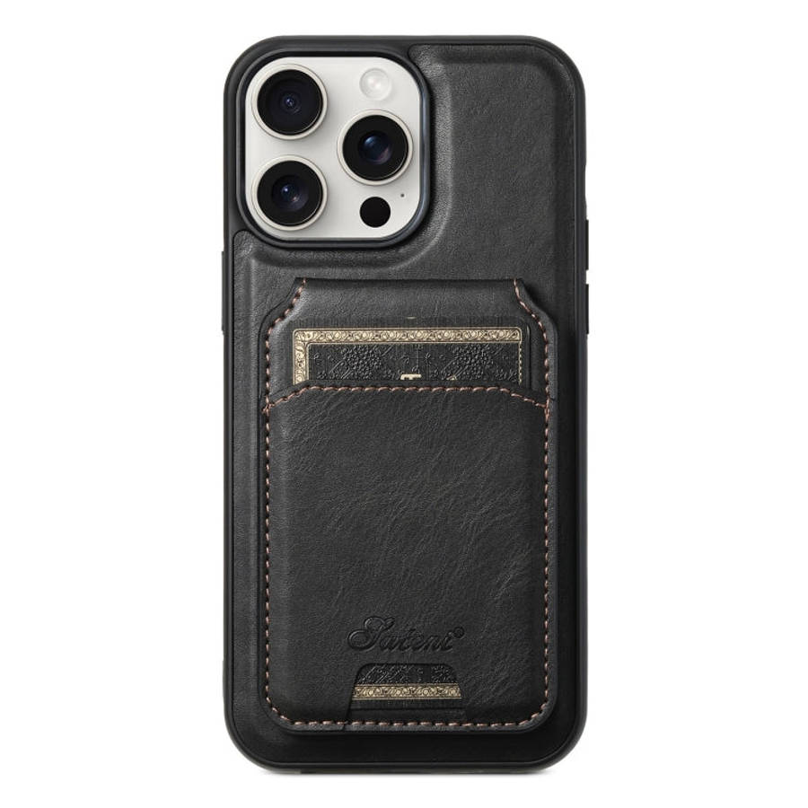 Suteni H15 MagSafe Oil Eax Leather Detachable Wallet Back Phone Case, For iPhone 16 Plus, For iPh...