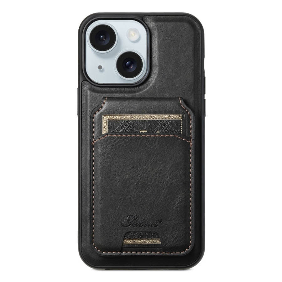 Suteni H15 MagSafe Oil Eax Leather Detachable Wallet Back Phone Case, For iPhone 16 Plus, For iPh...