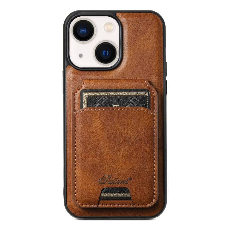 Suteni H15 MagSafe Oil Eax Leather Detachable Wallet Back Phone Case, For iPhone 16 Plus, For iPh...