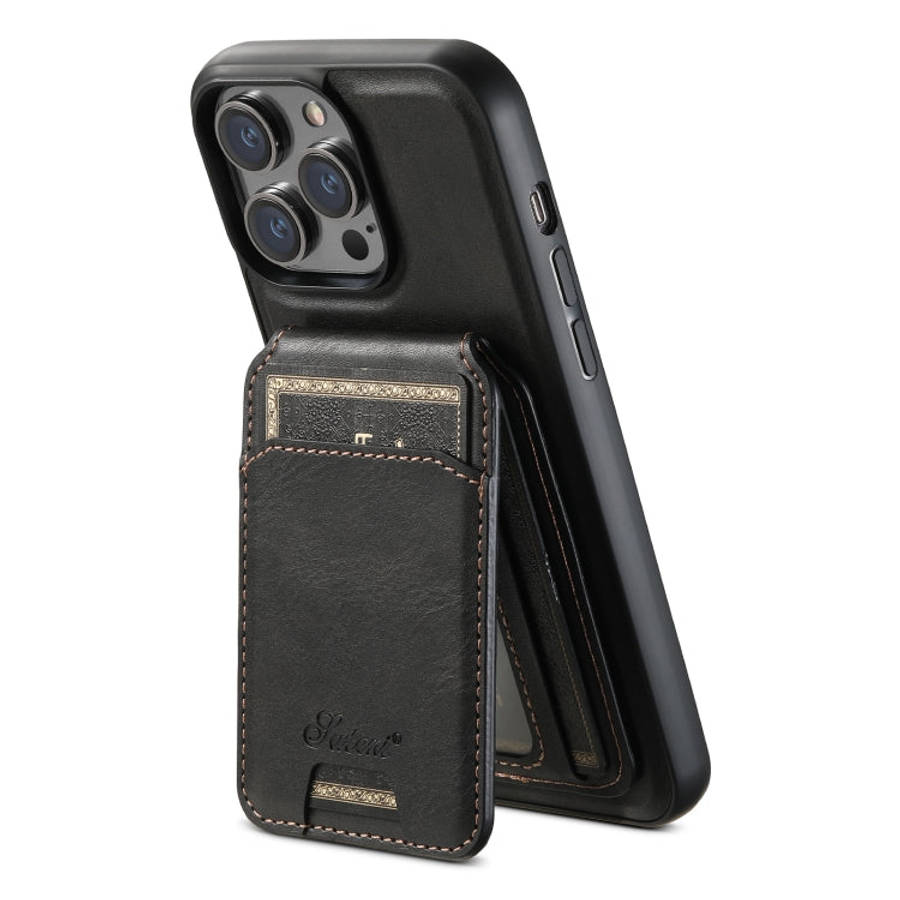 Suteni H15 MagSafe Oil Eax Leather Detachable Wallet Back Phone Case, For iPhone 14 Pro Max, For ...
