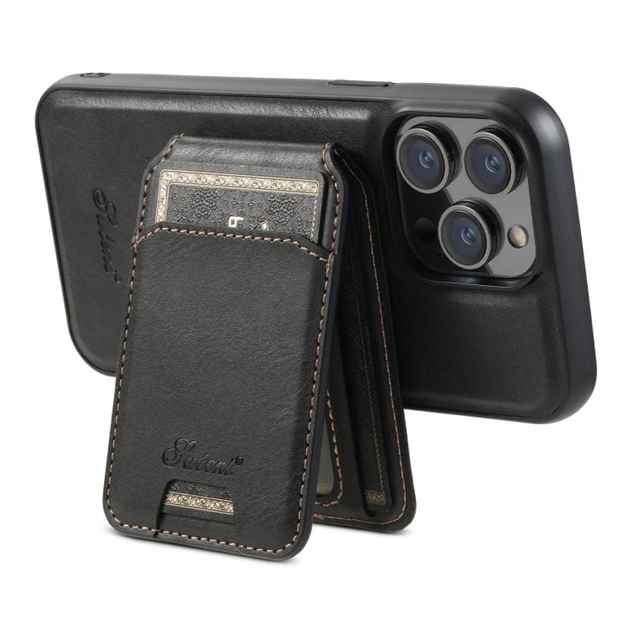 Suteni H15 MagSafe Oil Eax Leather Detachable Wallet Back Phone Case, For iPhone 14 Pro Max, For ...