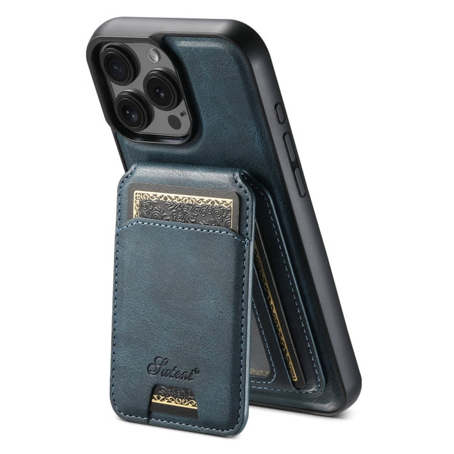 Suteni H15 MagSafe Oil Eax Leather Detachable Wallet Back Phone Case, For iPhone 18, For iPhone 1...