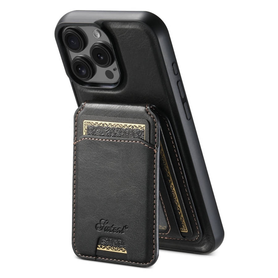 Suteni H15 MagSafe Oil Eax Leather Detachable Wallet Back Phone Case, For iPhone 18, For iPhone 1...