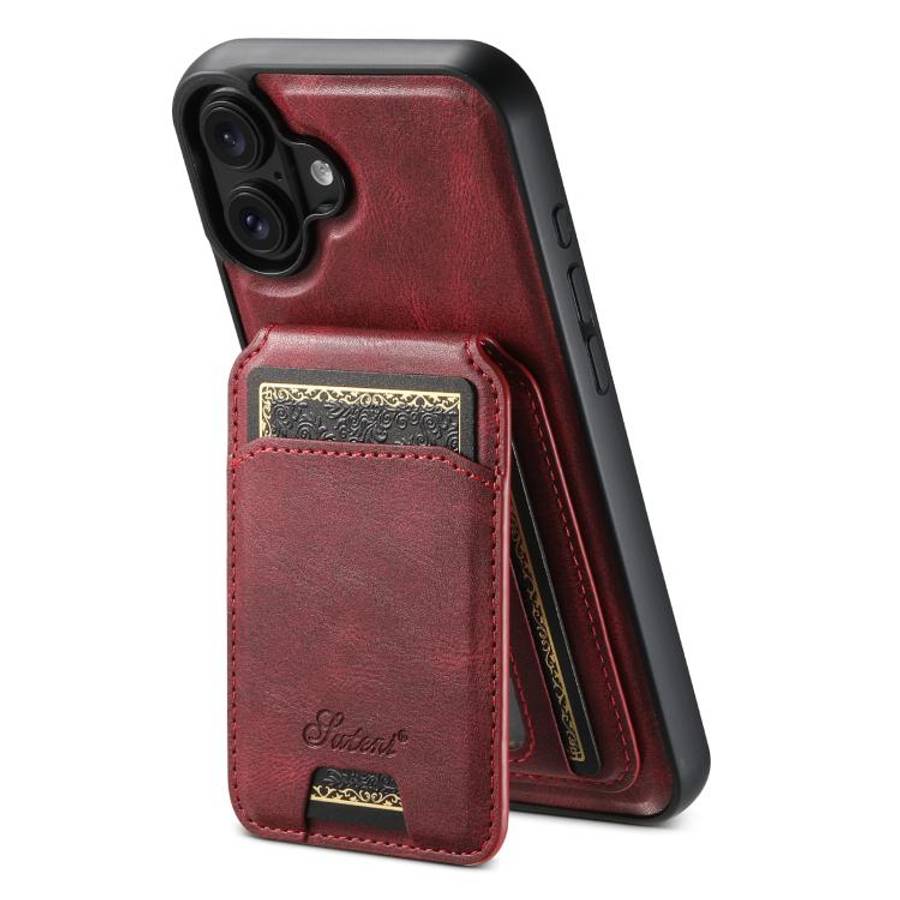 Suteni H15 MagSafe Oil Eax Leather Detachable Wallet Back Phone Case, For iPhone 18, For iPhone 1...