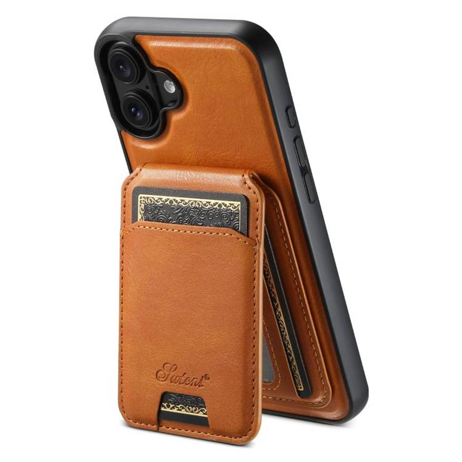 Suteni H15 MagSafe Oil Eax Leather Detachable Wallet Back Phone Case, For iPhone 18, For iPhone 1...