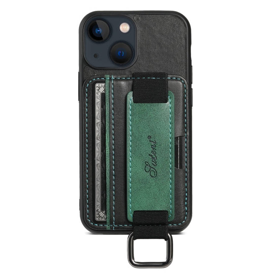 Suteni H13 Card Wallet Wrist Strap Holder PU Phone Case, For iPhone 18, For iPhone 18 Pro, For iP...