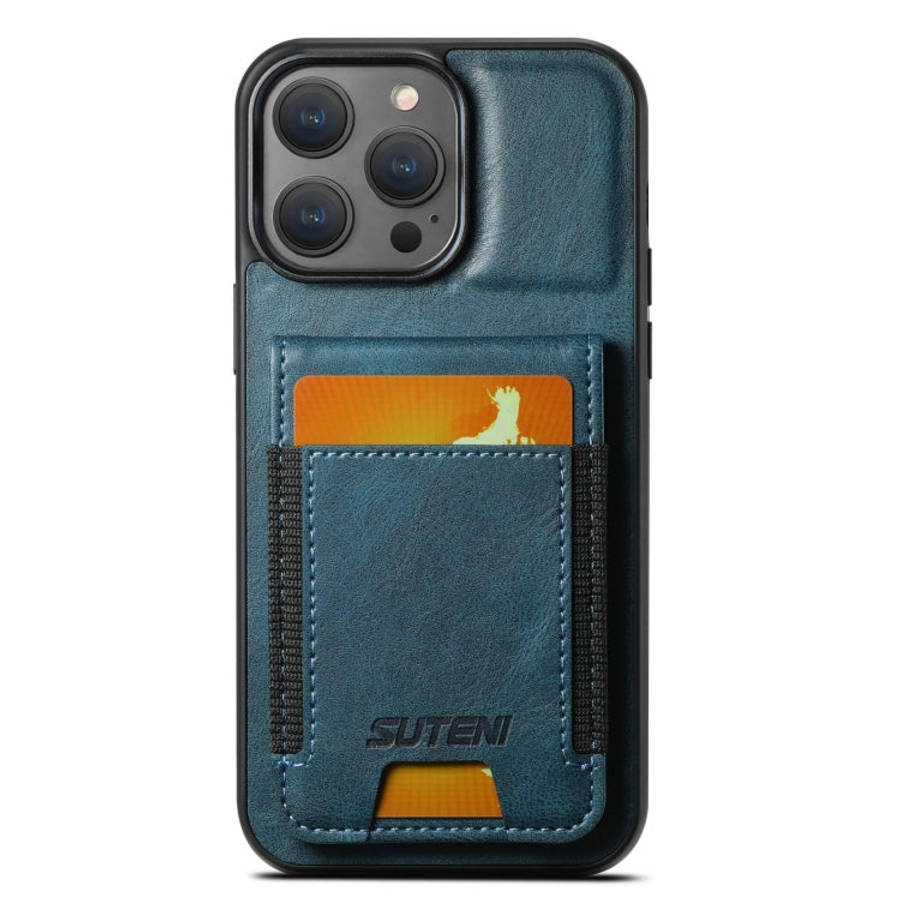 Suteni H03 Oil Wax Leather Wallet Stand Back Phone Case, For iPhone 18, For iPhone 18 Pro, For iP...