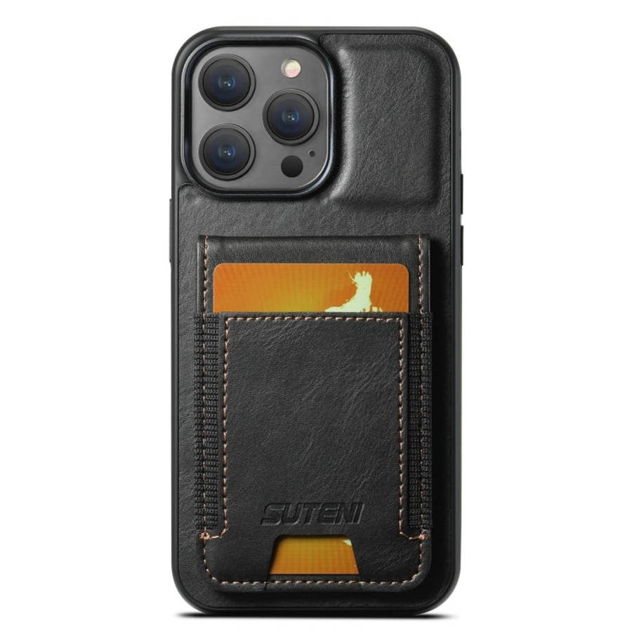 Suteni H03 Oil Wax Leather Wallet Stand Back Phone Case, For iPhone 18, For iPhone 18 Pro, For iP...