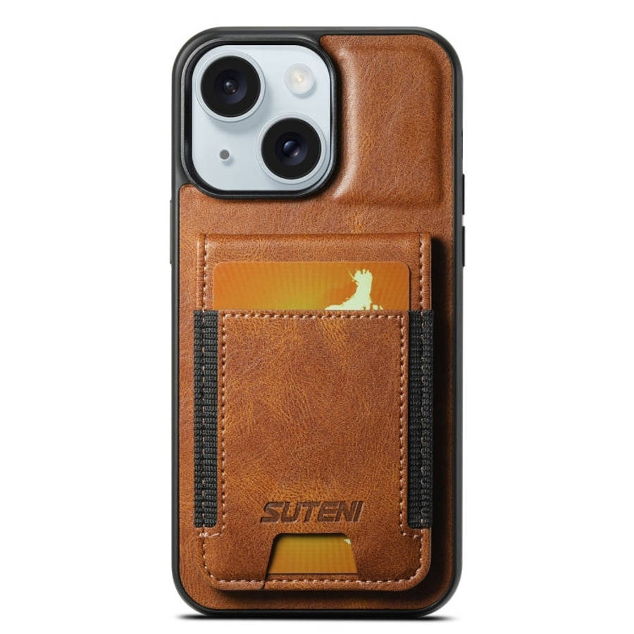 Suteni H03 Oil Wax Leather Wallet Stand Back Phone Case, For iPhone 18, For iPhone 18 Pro, For iP...