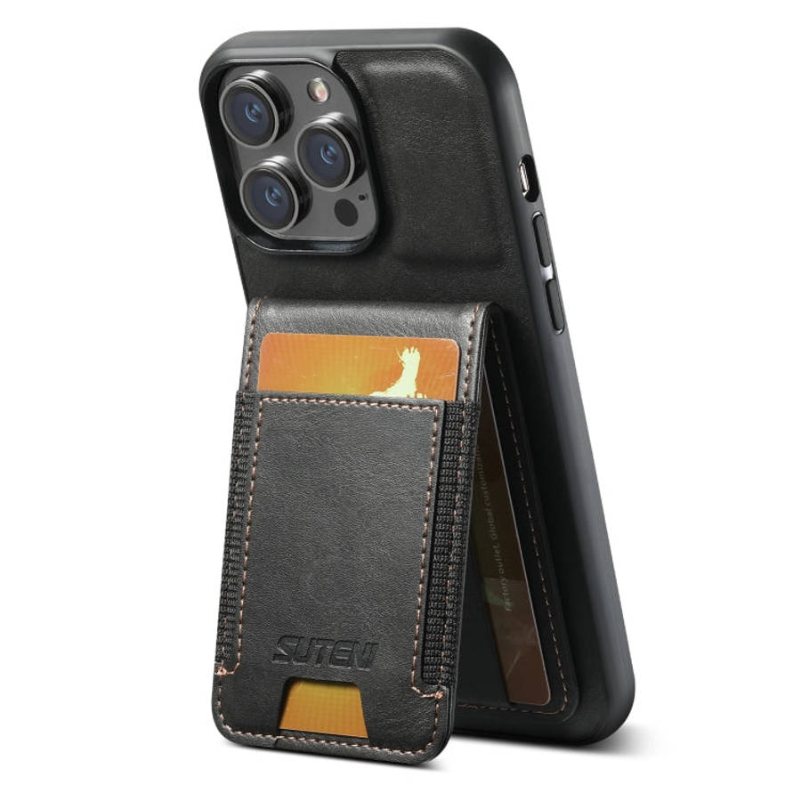 Suteni H03 Oil Wax Leather Wallet Stand Back Phone Case, For iPhone 14, For iPhone 14 Pro, For iP...