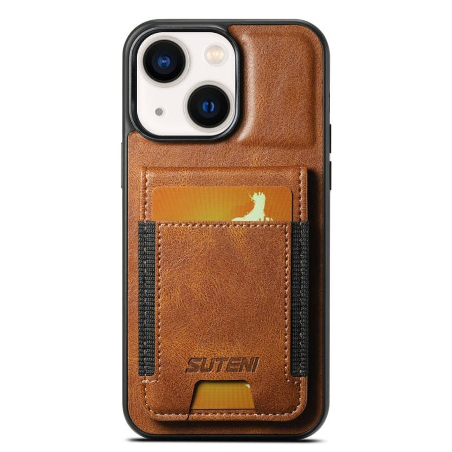 Suteni H03 Oil Wax Leather Wallet Stand Back Phone Case, For iPhone 14, For iPhone 14 Pro, For iP...