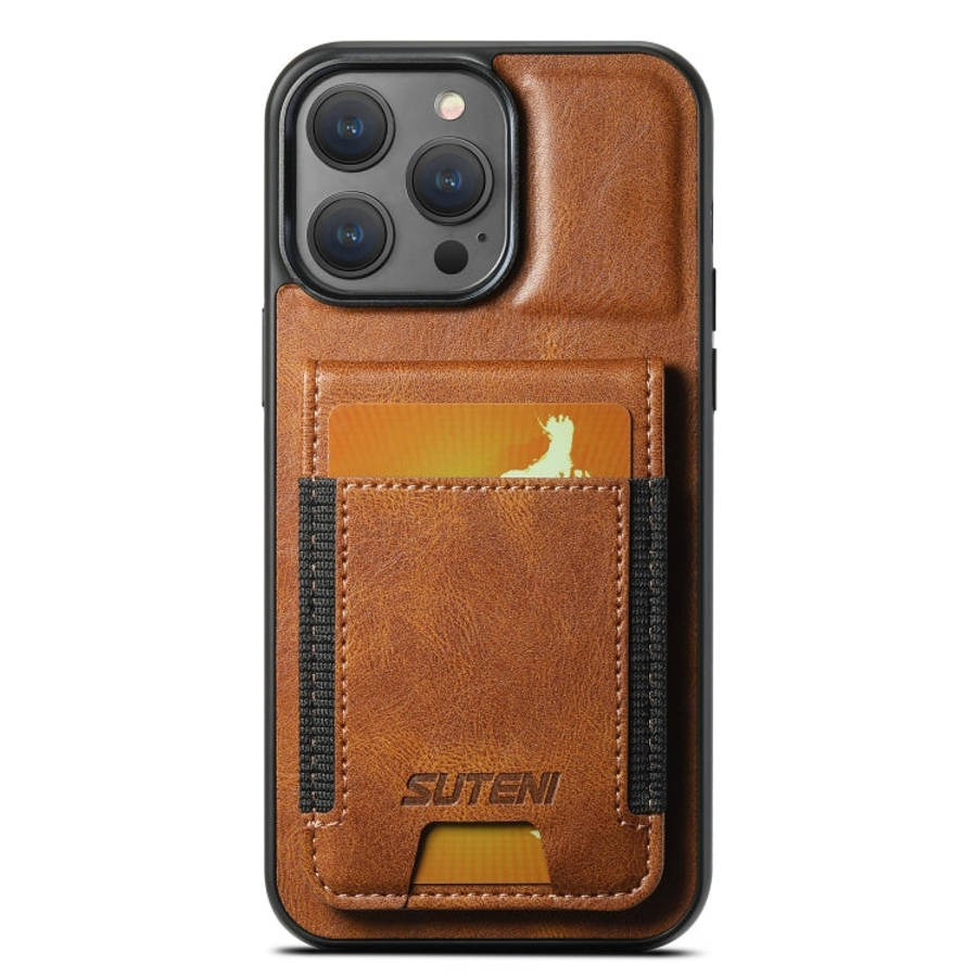 Suteni H03 Oil Wax Leather Wallet Stand Back Phone Case, For iPhone 14, For iPhone 14 Pro, For iP...