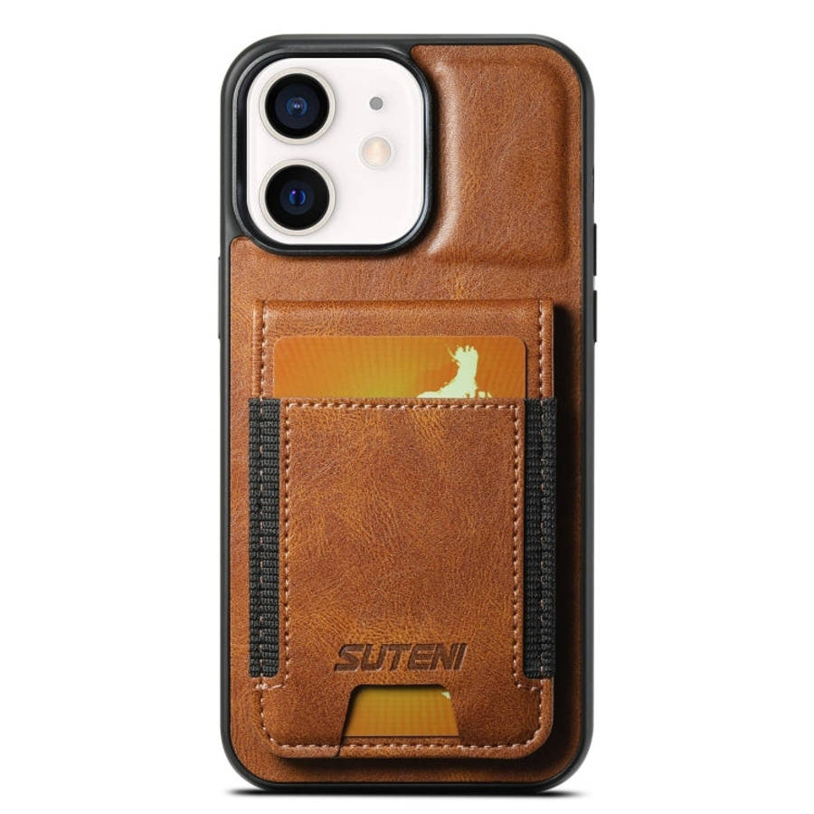 Suteni H03 Oil Wax Leather Wallet Stand Back Phone Case, For iPhone 14, For iPhone 14 Pro, For iP...