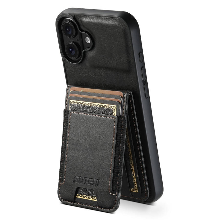 Suteni H03 Oil Wax Leather Wallet Stand Back Phone Case, For iPhone 18, For iPhone 18 Pro, For iP...
