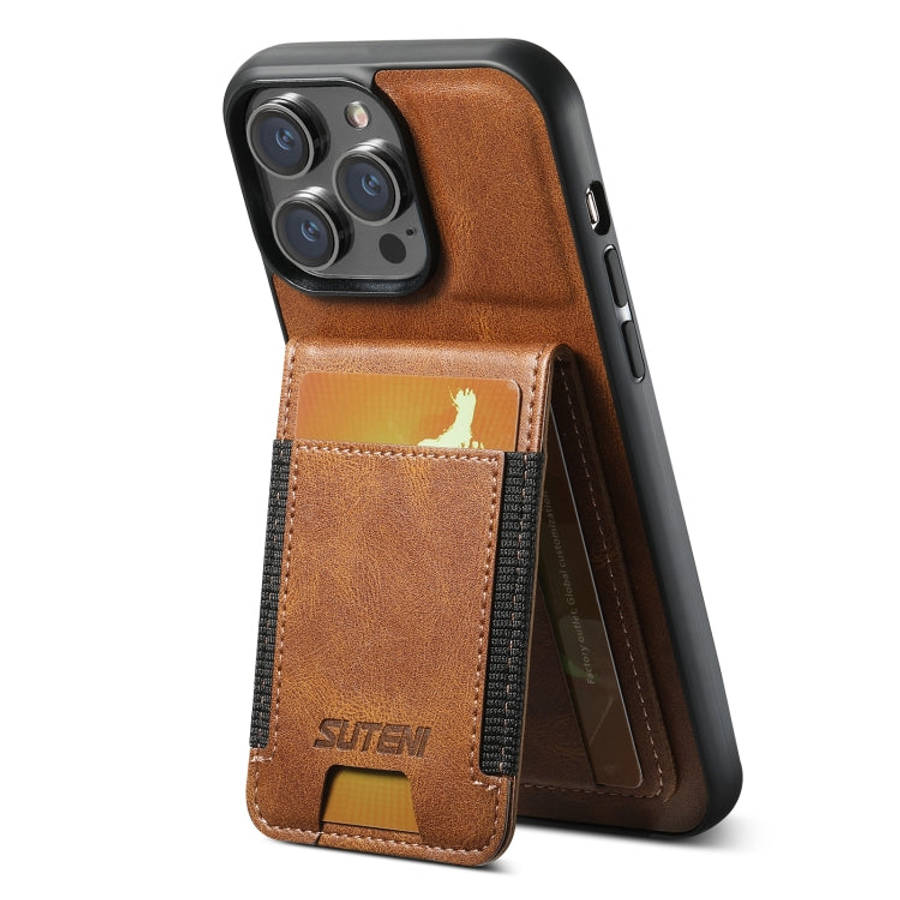 Suteni H03 Oil Wax Leather Wallet Stand Back Phone Case, For iPhone 18, For iPhone 18 Pro, For iP...