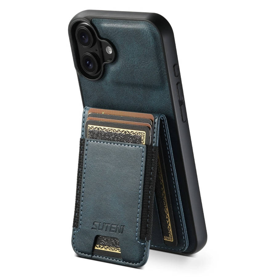 Suteni H03 Oil Wax Leather Wallet Stand Back Phone Case, For iPhone 18, For iPhone 18 Pro, For iP...