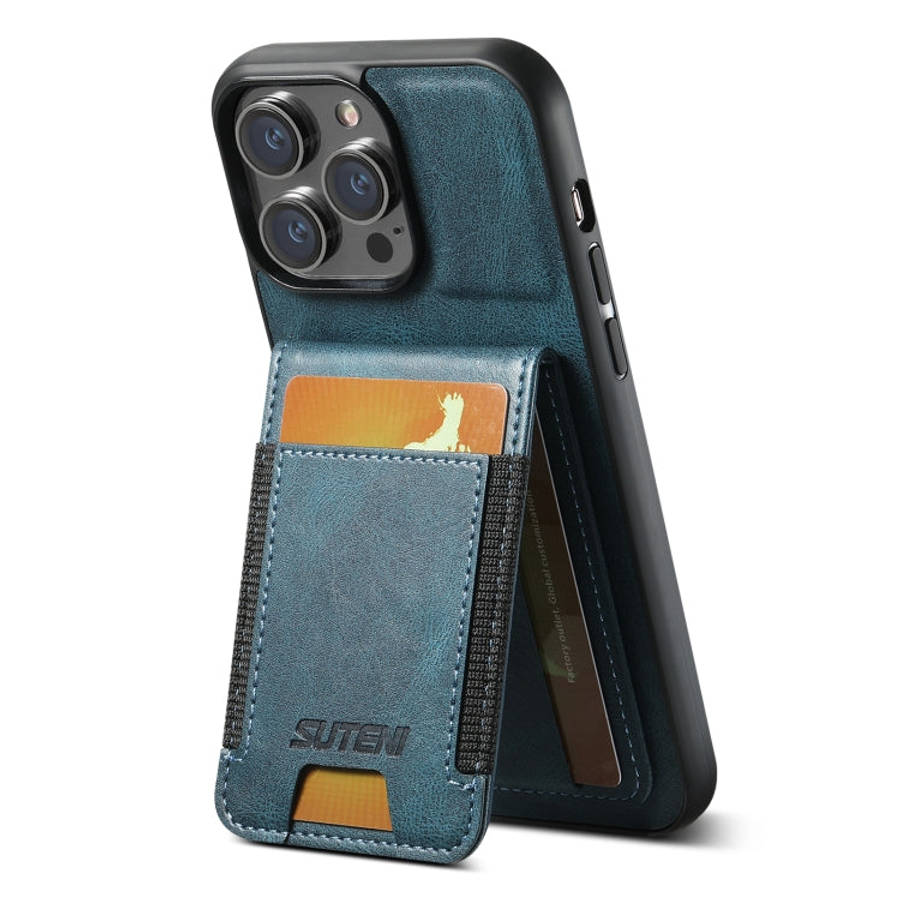 Suteni H03 Oil Wax Leather Wallet Stand Back Phone Case, For iPhone 18, For iPhone 18 Pro, For iP...