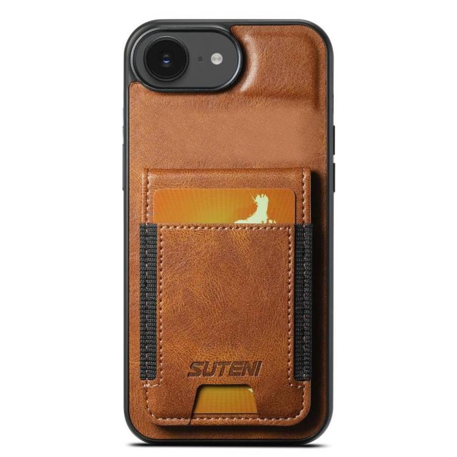 Suteni H03 Oil Wax Leather Wallet Stand Back Phone Case, For iPhone 14, For iPhone 14 Pro, For iP...