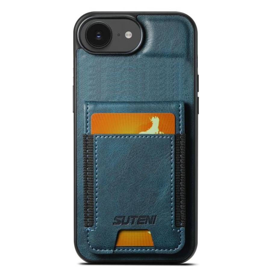 Suteni H03 Oil Wax Leather Wallet Stand Back Phone Case, For iPhone 14, For iPhone 14 Pro, For iP...