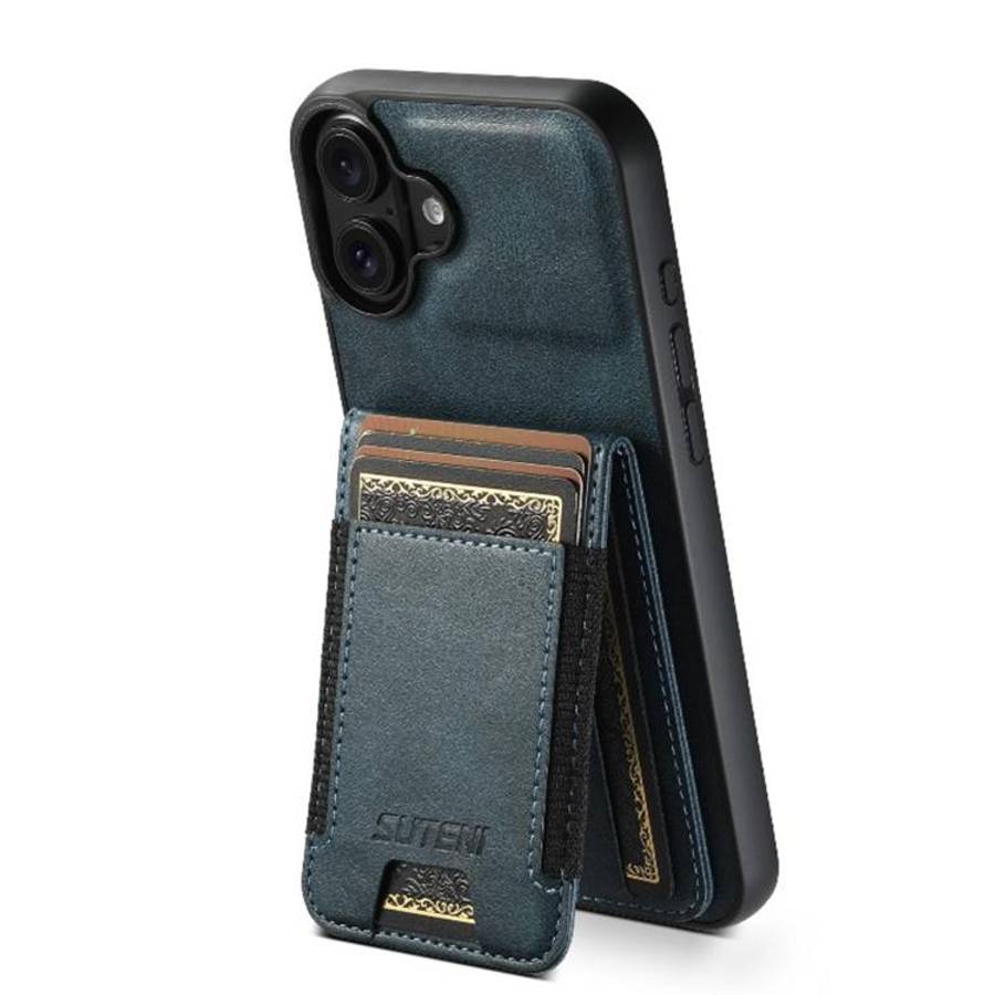 Suteni H03 Oil Wax Leather Wallet Stand Back Phone Case, For iPhone 18, For iPhone 18 Pro, For iP...
