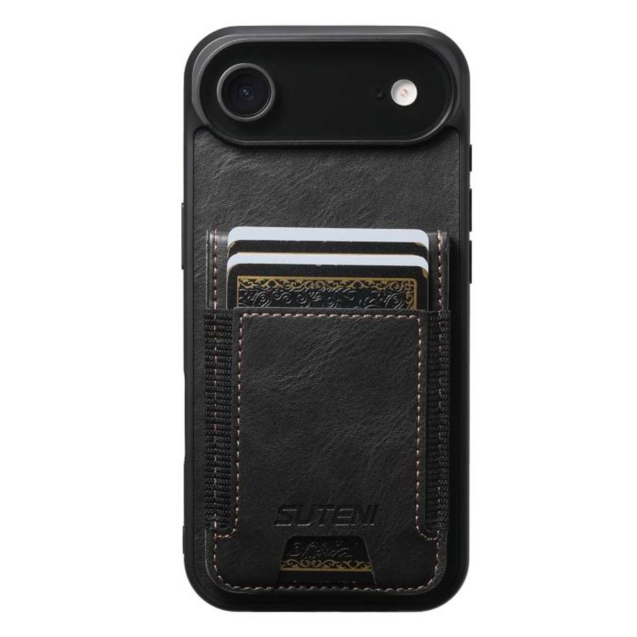 Suteni H03 Oil Wax Leather Wallet Stand Back Phone Case, For iPhone 18, For iPhone 18 Pro, For iP...