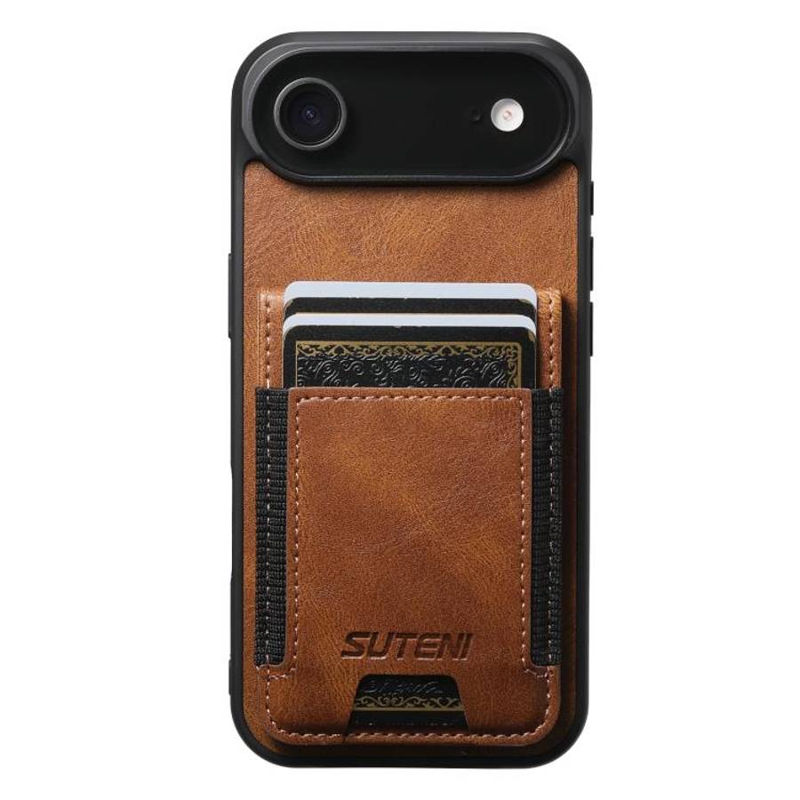 Suteni H03 Oil Wax Leather Wallet Stand Back Phone Case, For iPhone 18, For iPhone 18 Pro, For iP...
