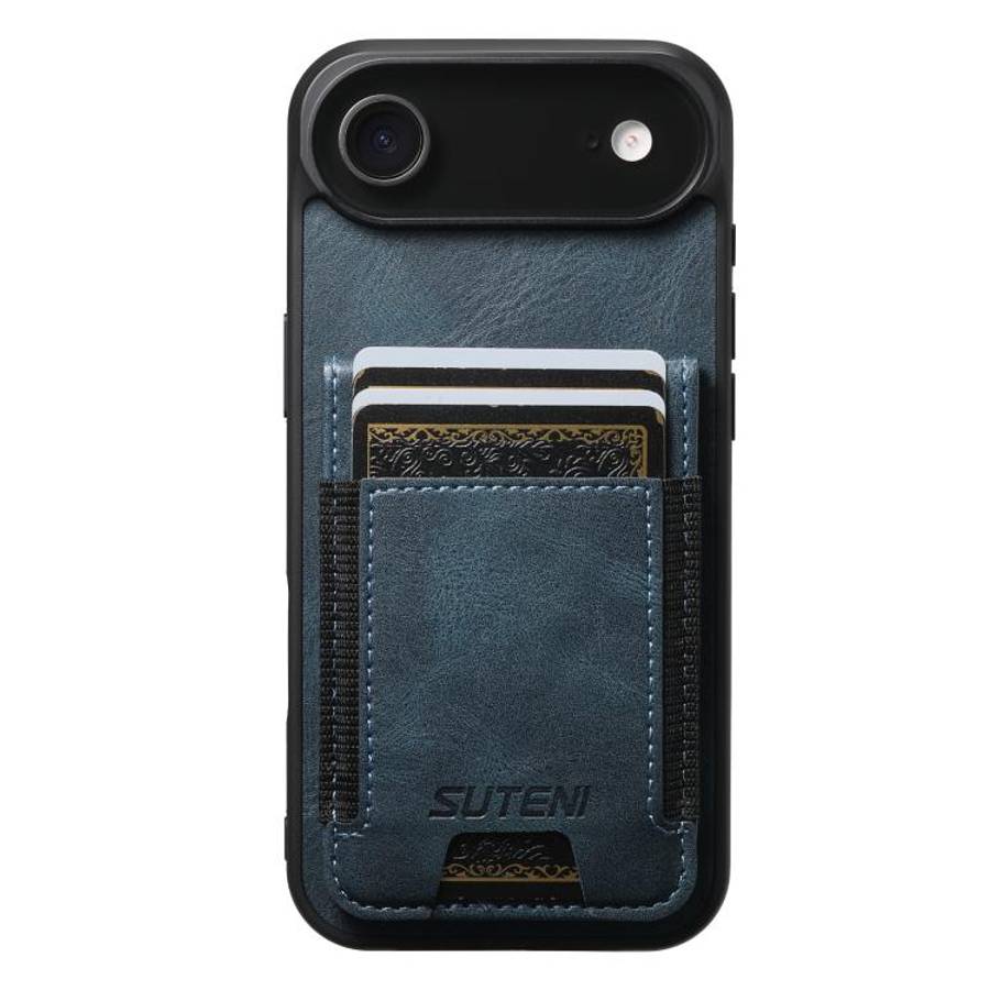 Suteni H03 Oil Wax Leather Wallet Stand Back Phone Case, For iPhone 18, For iPhone 18 Pro, For iP...