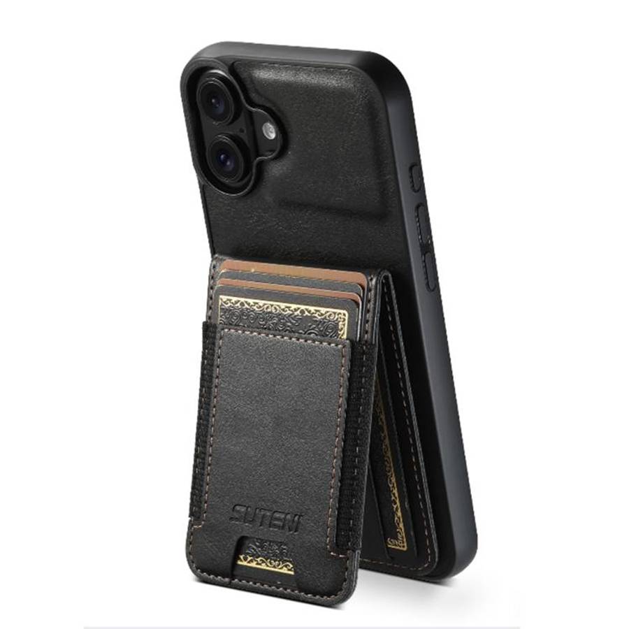 Suteni H03 Oil Wax Leather Wallet Stand Back Phone Case, For iPhone 18, For iPhone 18 Pro, For iP...